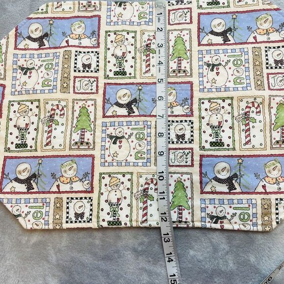 Holiday Christmas Placemat Set (6) Reversible Snowmen Joy Noel Mats Napkins - Picture 4 of 6